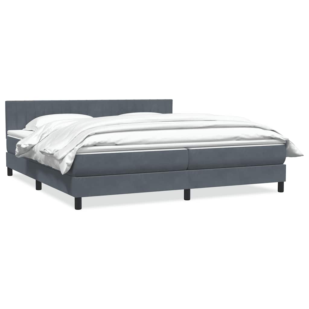 Giroletto a Molle con Materasso Grigio Scuro 200x210 cm Velluto
