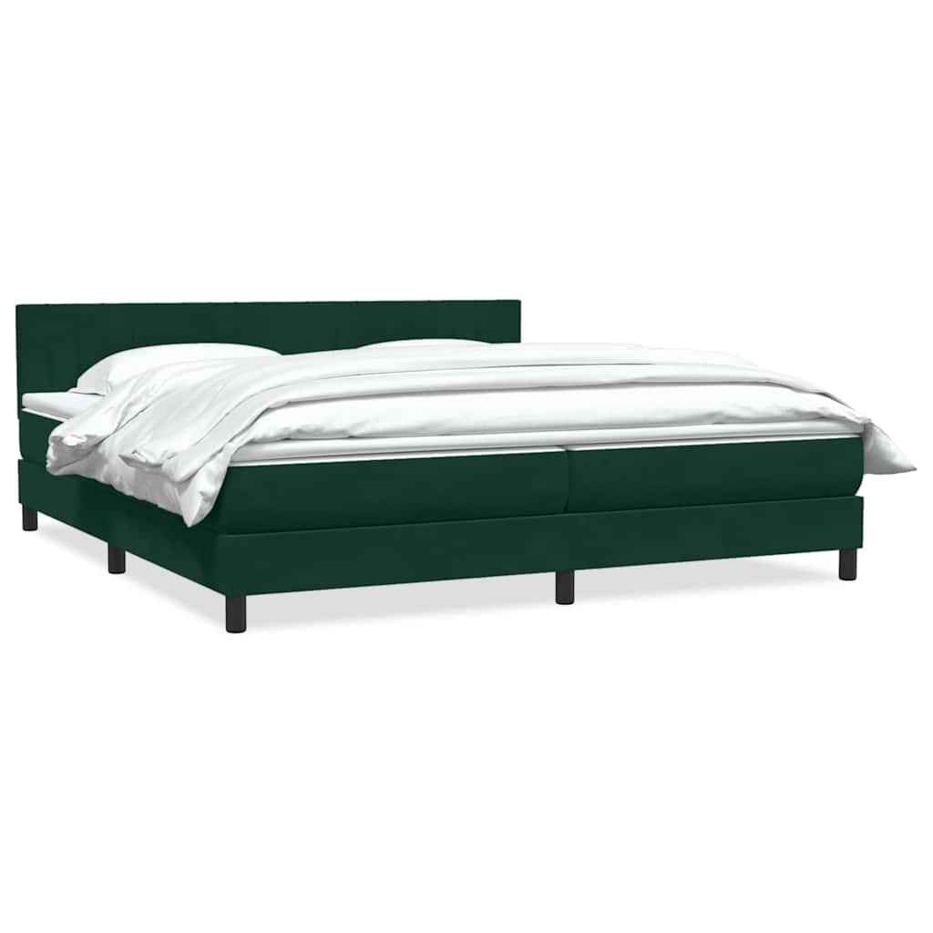 Giroletto a Molle con Materasso Verde Scuro 200x210 cm Velluto