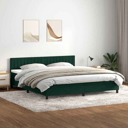 Giroletto a Molle con Materasso Verde Scuro 200x210 cm Velluto