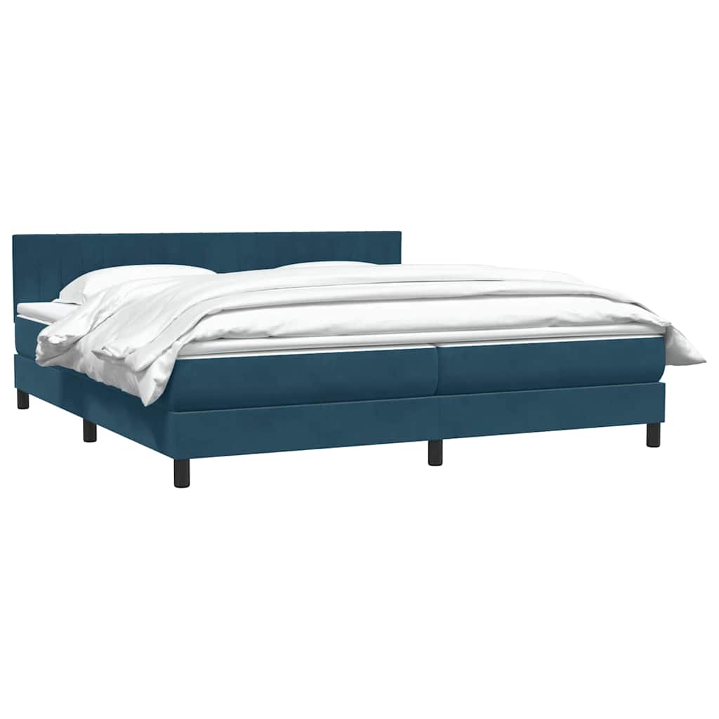 Giroletto a Molle con Materasso Blu Scuro 200x210 cm in Velluto