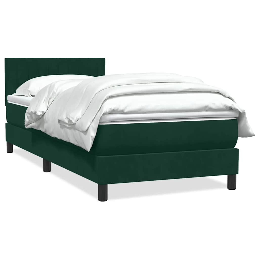 Giroletto a Molle con Materasso Verde Scuro 80x220 cm Velluto