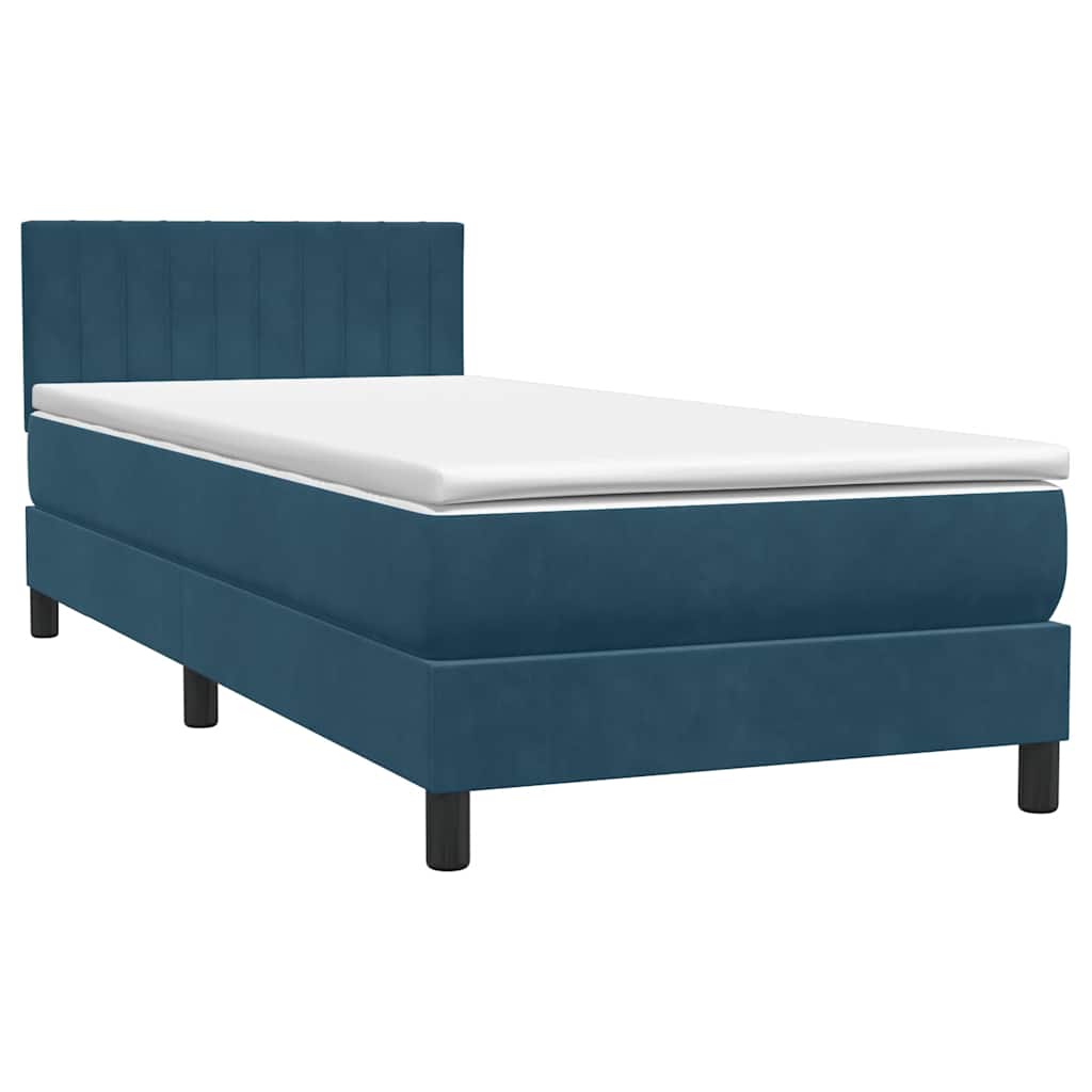 Giroletto a Molle con Materasso Blu Scuro 90x220 cm Velluto