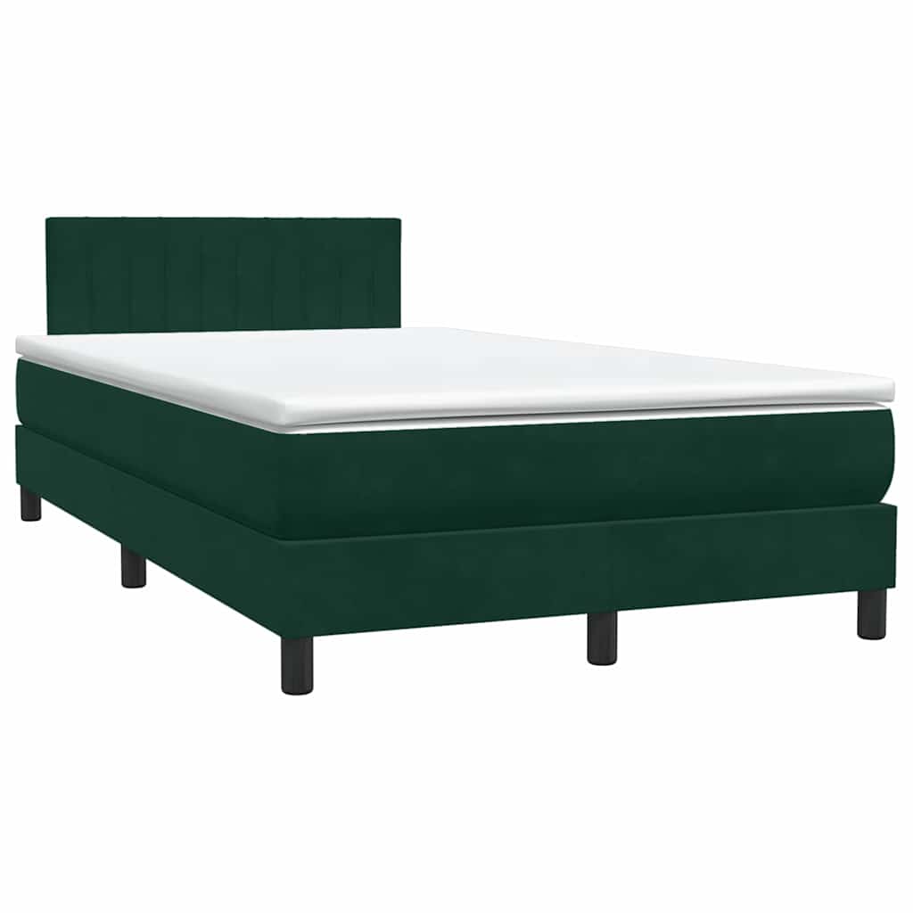 Giroletto a Molle con Materasso Verde Scuro 120x220 cm Velluto