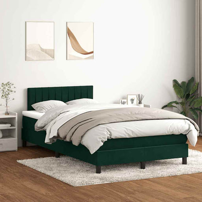 Giroletto a Molle con Materasso Verde Scuro 120x220 cm Velluto