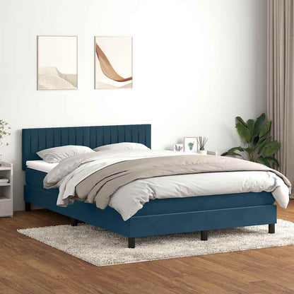 Giroletto a Molle con Materasso Blu Scuro 140x220 cm Velluto