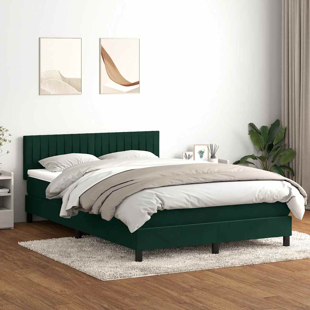 Giroletto a Molle con Materasso Verde Scuro 160x220 cm Velluto