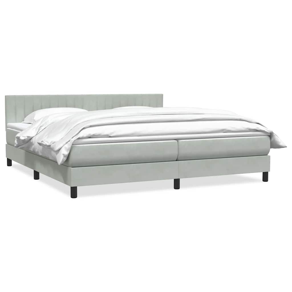 Giroletto a Molle con Materasso Grigio Chiaro 200x220cm Velluto