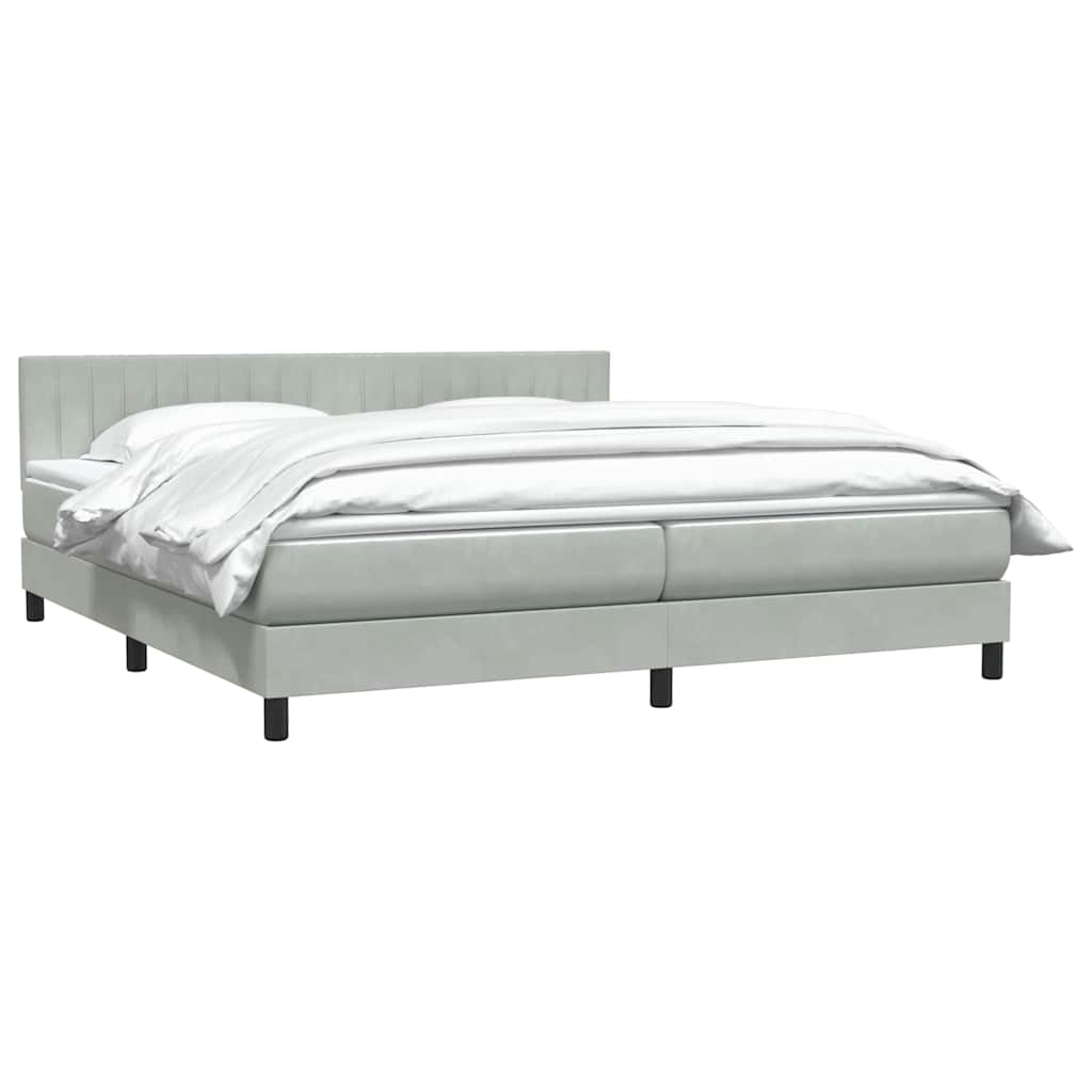 Giroletto a Molle con Materasso Grigio Chiaro 200x220cm Velluto