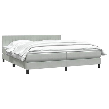 Giroletto a Molle con Materasso Grigio Chiaro 200x220cm Velluto