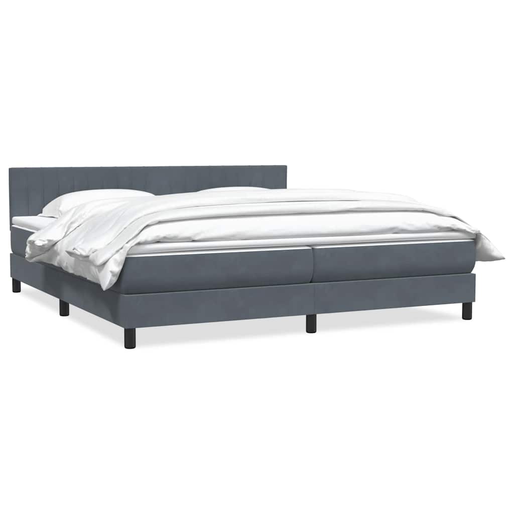 Giroletto a Molle con Materasso Grigio Scuro 200x220 cm Velluto