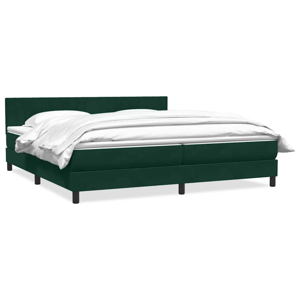 Giroletto a Molle con Materasso Verde Scuro 200x220 cm Velluto