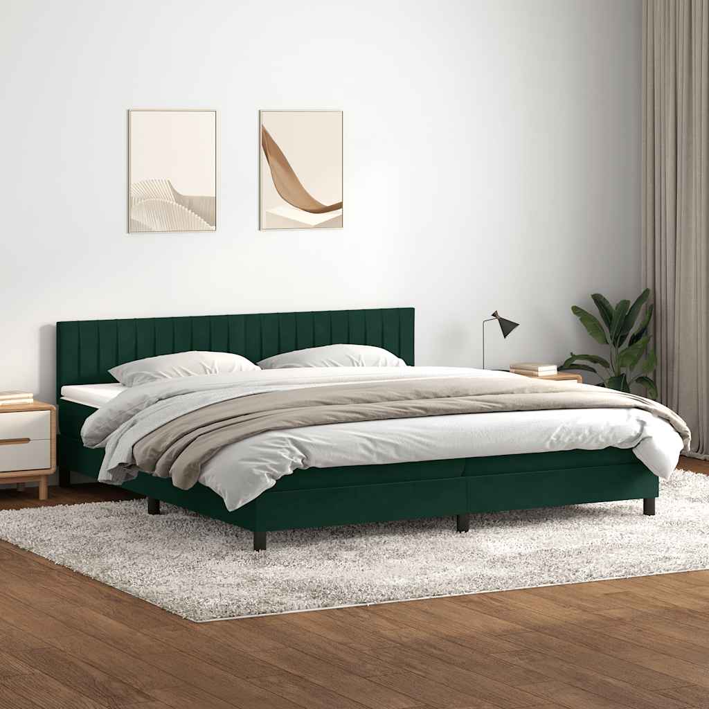 Giroletto a Molle con Materasso Verde Scuro 200x220 cm Velluto
