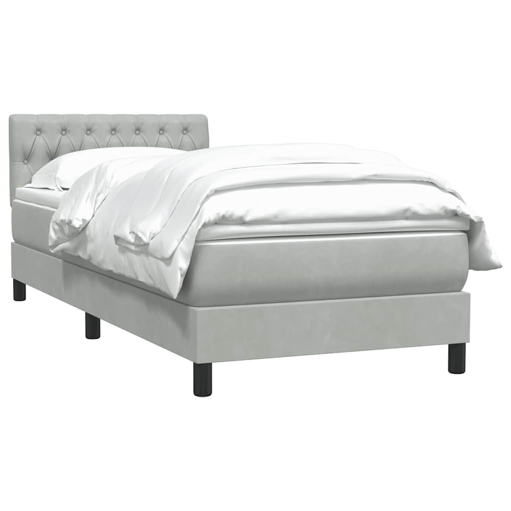 Giroletto a Molle con Materasso Grigio Chiaro 80x210 cm Velluto