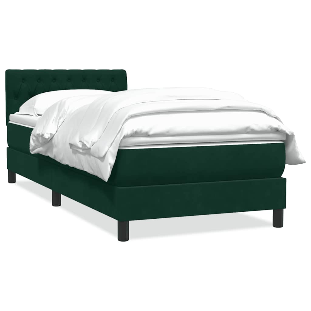 Giroletto a Molle con Materasso Verde Scuro 80x210 cm Velluto