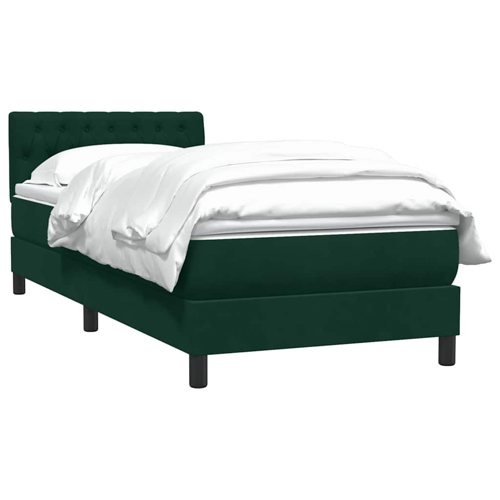 Giroletto a Molle con Materasso Verde Scuro 80x210 cm Velluto