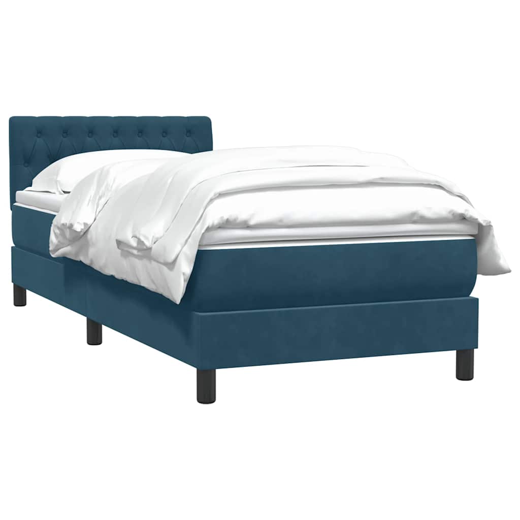 Giroletto a Molle con Materasso Blu Scuro 80x210 cm Velluto