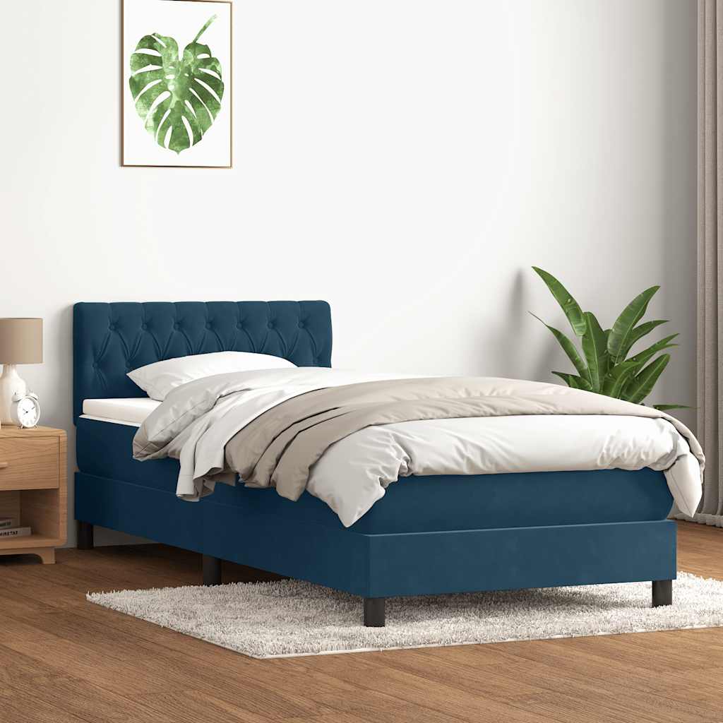 Giroletto a Molle con Materasso Blu Scuro 80x210 cm Velluto