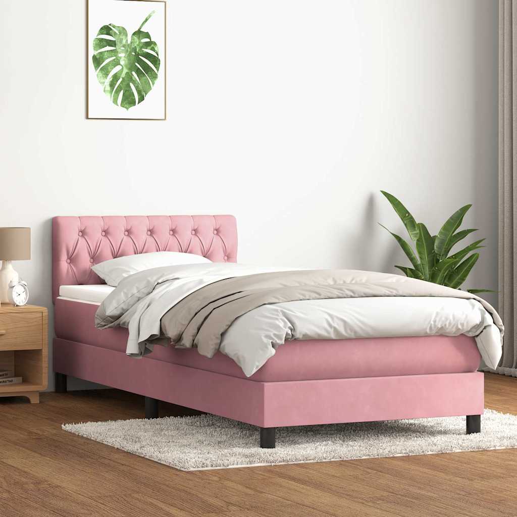 Giroletto a Molle con Materasso Rosa 80x210 cm Velluto