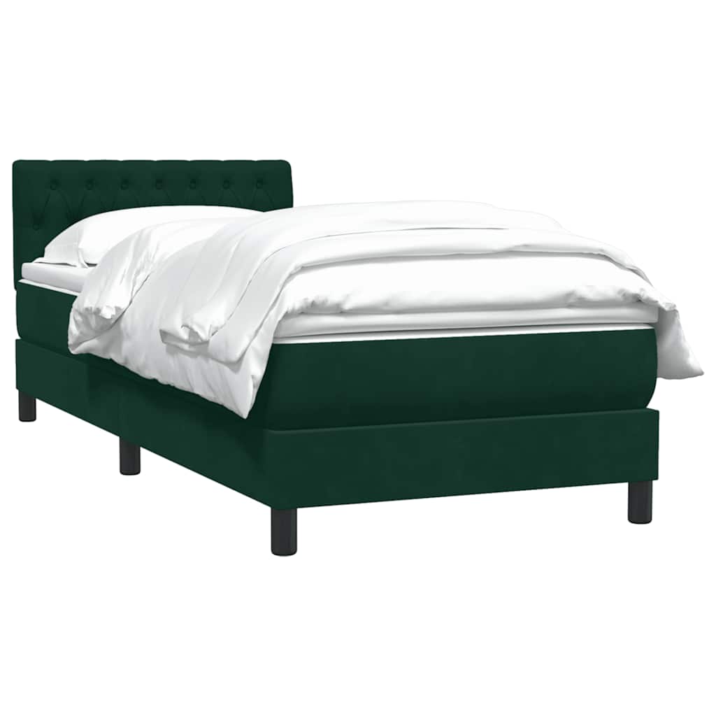 Giroletto a Molle con Materasso Verde Scuro 90x210 cm Velluto
