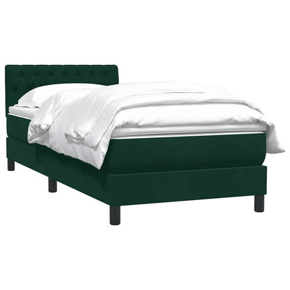 Giroletto a Molle con Materasso Verde Scuro 90x210 cm Velluto