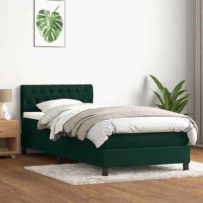 Giroletto a Molle con Materasso Verde Scuro 90x210 cm Velluto