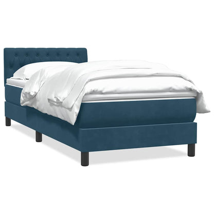 Giroletto a Molle con Materasso Blu Scuro 90x210 cm Velluto