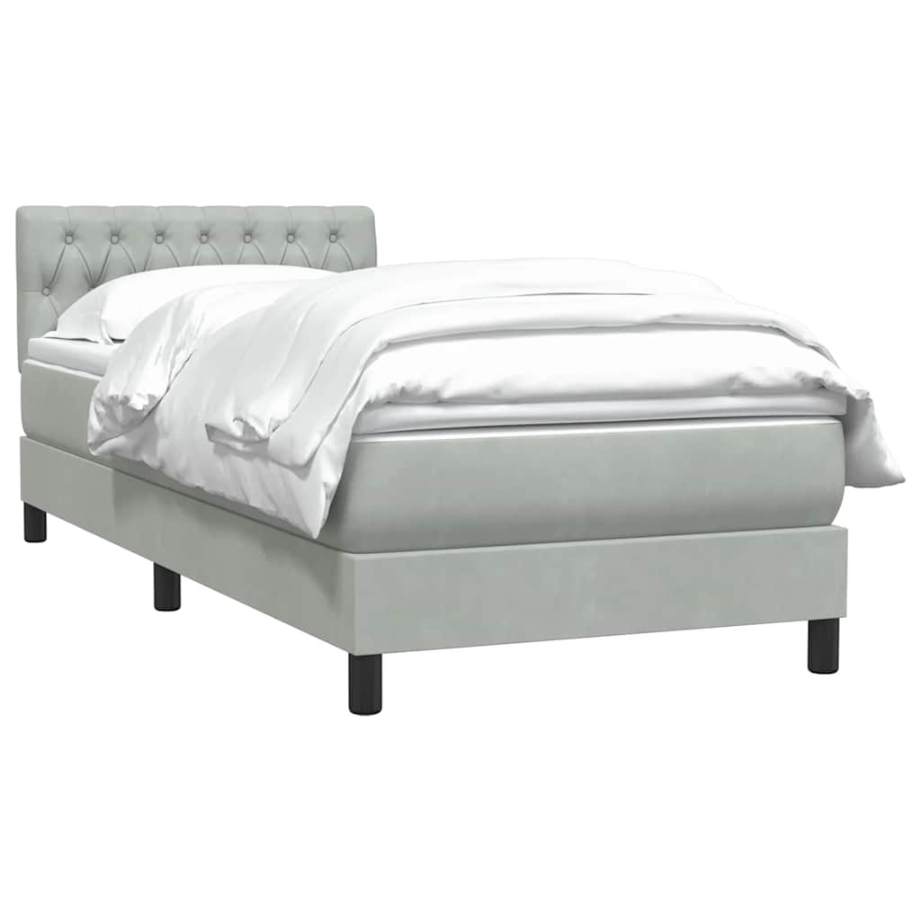Giroletto a Molle con Materasso Grigio Chiaro 100x210cm Velluto