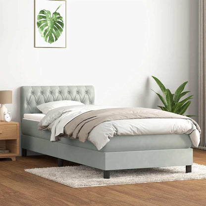Giroletto a Molle con Materasso Grigio Chiaro 100x210cm Velluto
