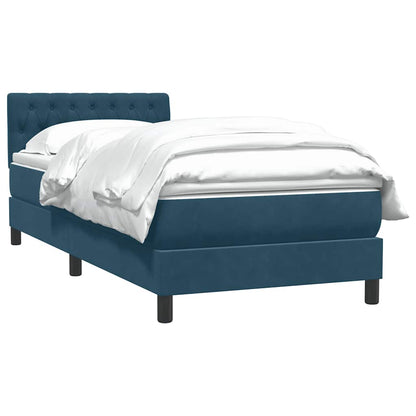 Giroletto a Molle con Materasso Blu Scuro 100x210 cm in Velluto
