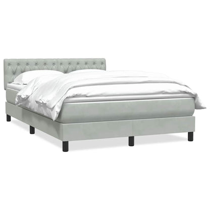 Giroletto a Molle con Materasso Grigio Chiaro 160x210cm Velluto