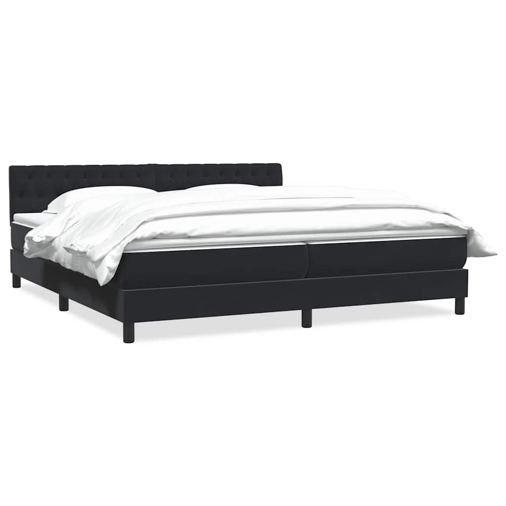 Giroletto a Molle con Materasso Nero 180x210 cm in Velluto