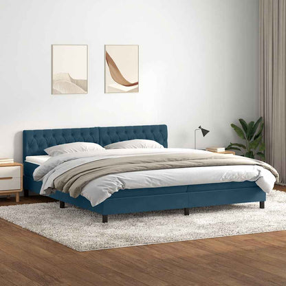 Giroletto a Molle con Materasso Blu Scuro 180x210 cm in Velluto