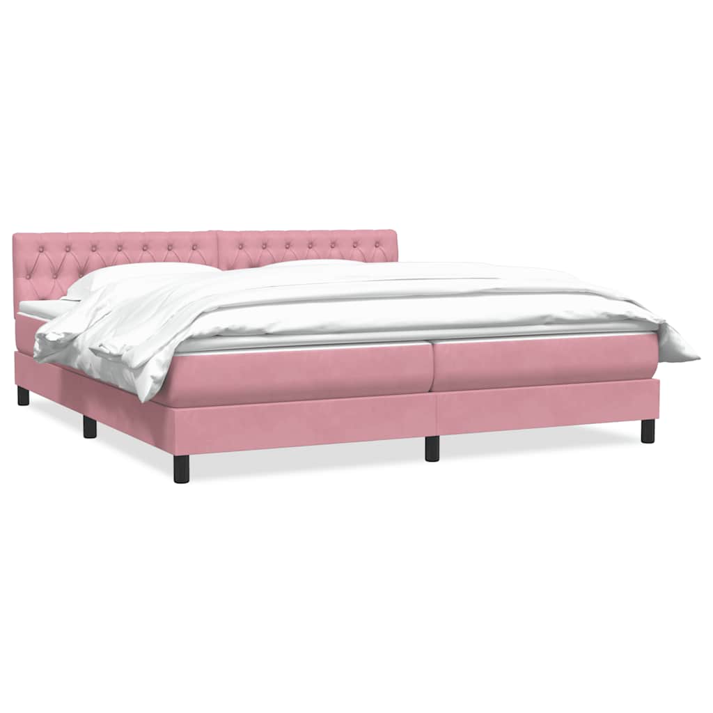 Giroletto a Molle con Materasso Rosa 180x210 cm in Velluto