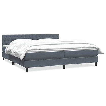 Giroletto a Molle con Materasso Grigio Scuro 200x210 cm Velluto