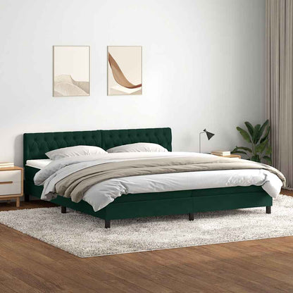 Giroletto a Molle con Materasso Verde Scuro 200x210 cm Velluto