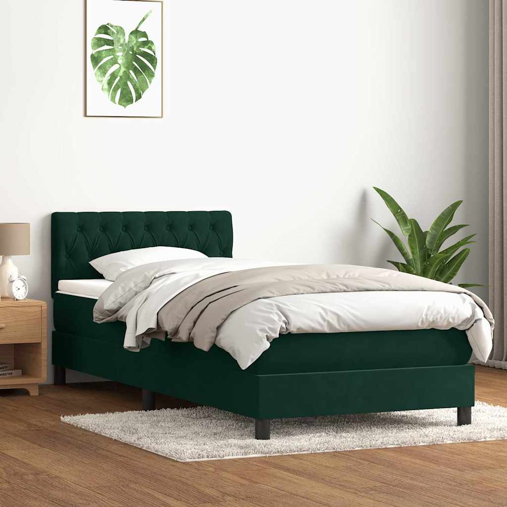 Giroletto a Molle con Materasso Verde Scuro 80x220 cm Velluto