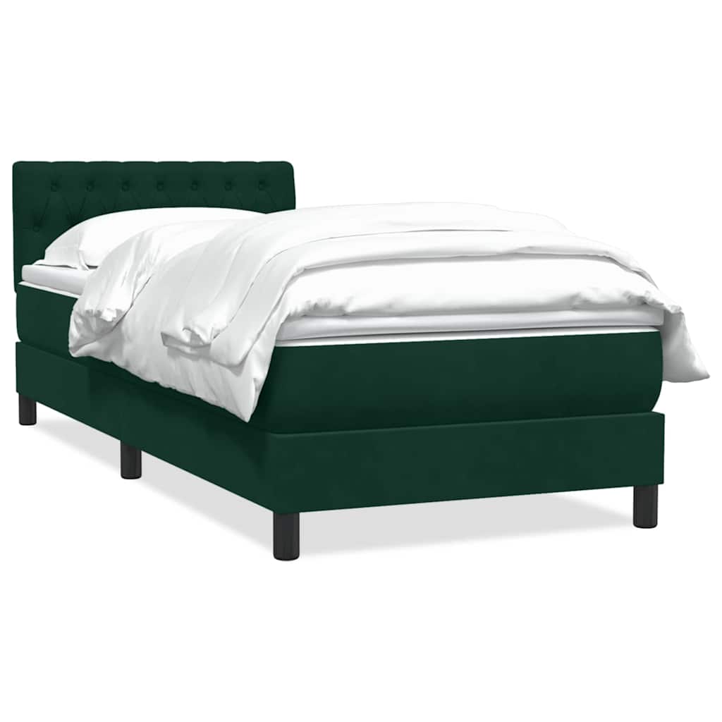 Giroletto a Molle con Materasso Verde Scuro 90x220 cm Velluto