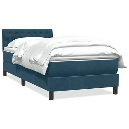 Giroletto a Molle con Materasso Blu Scuro 100x220 cm in Velluto