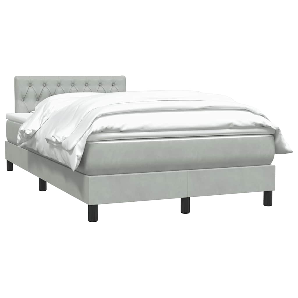 Giroletto a Molle con Materasso Grigio Chiaro 120x220cm Velluto