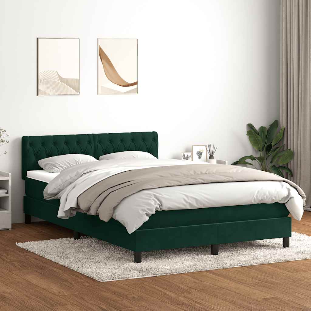 Giroletto a Molle con Materasso Verde Scuro 160x220 cm Velluto