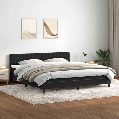 Giroletto a Molle con Materasso Nero 180x220 cm in Velluto
