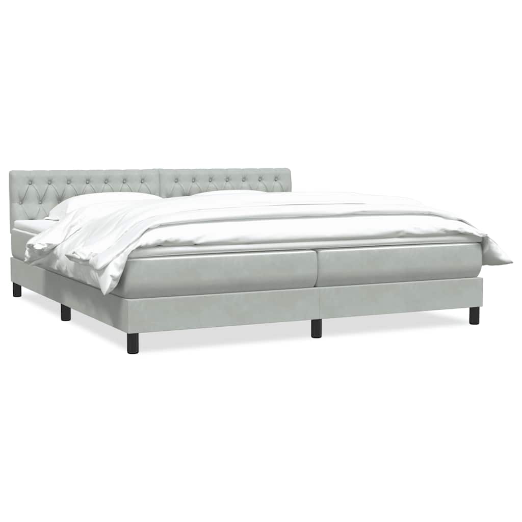 Giroletto a Molle con Materasso Grigio Chiaro 200x220cm Velluto