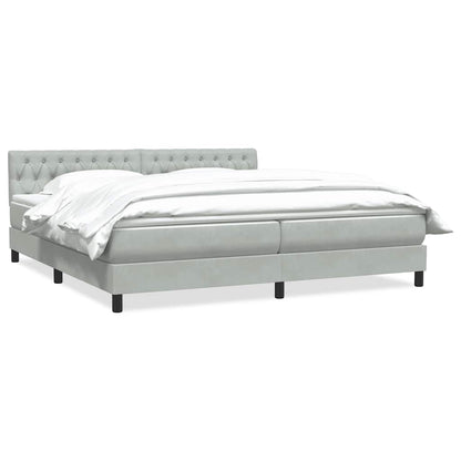 Giroletto a Molle con Materasso Grigio Chiaro 200x220cm Velluto