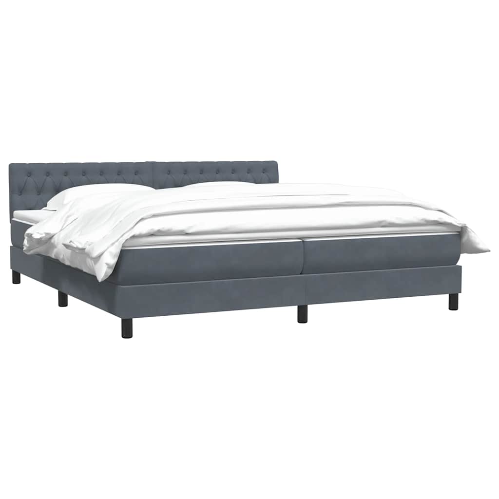 Giroletto a Molle con Materasso Grigio Scuro 200x220 cm Velluto