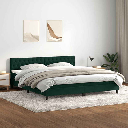 Giroletto a Molle con Materasso Verde Scuro 200x220 cm Velluto