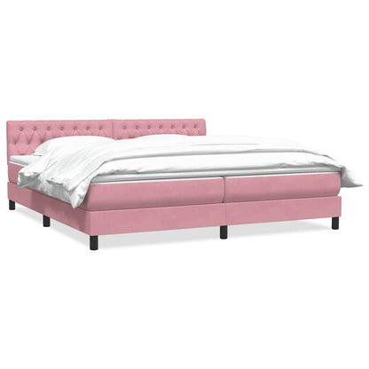 Giroletto a Molle con Materasso Rosa 200x220 cm in Velluto