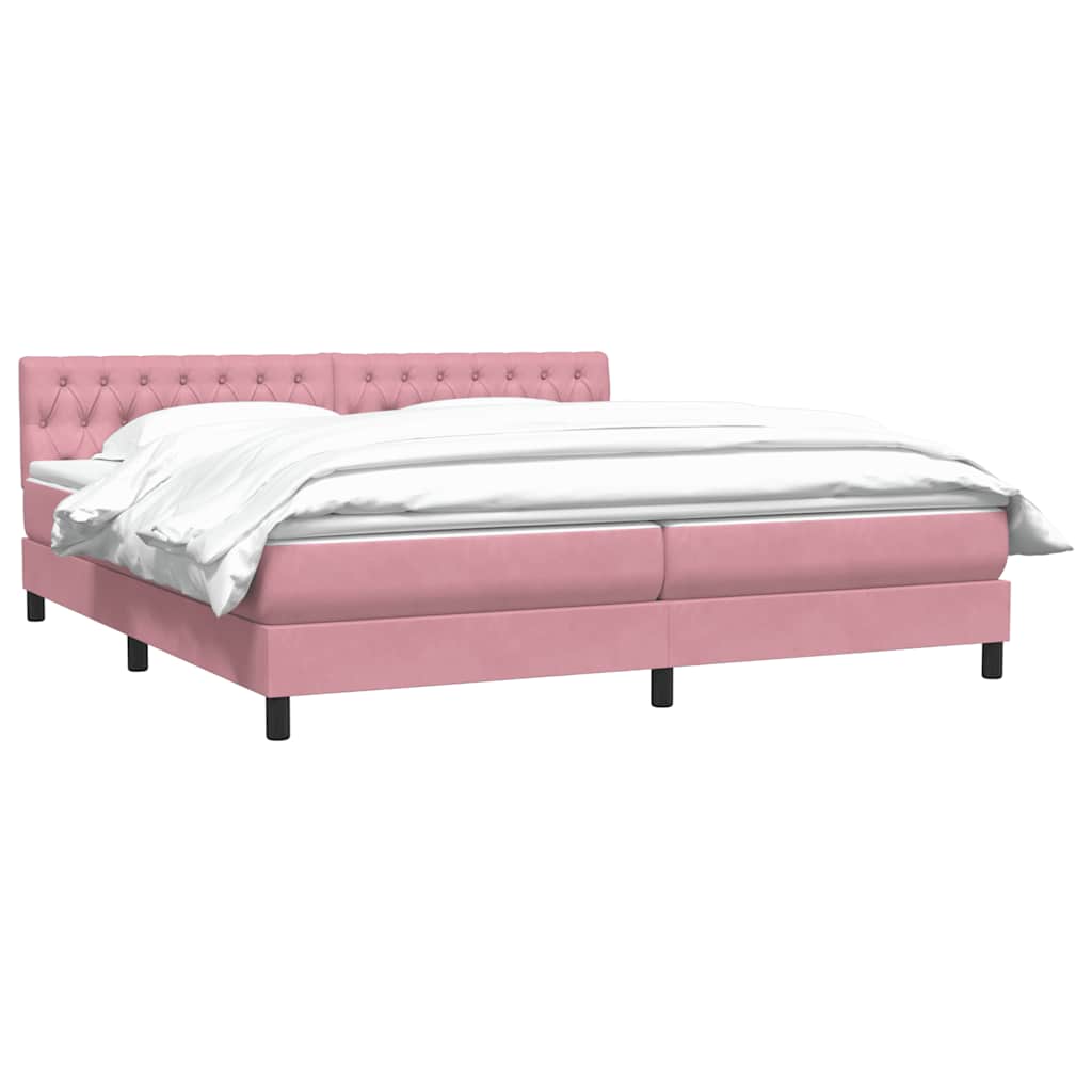 Giroletto a Molle con Materasso Rosa 200x220 cm in Velluto