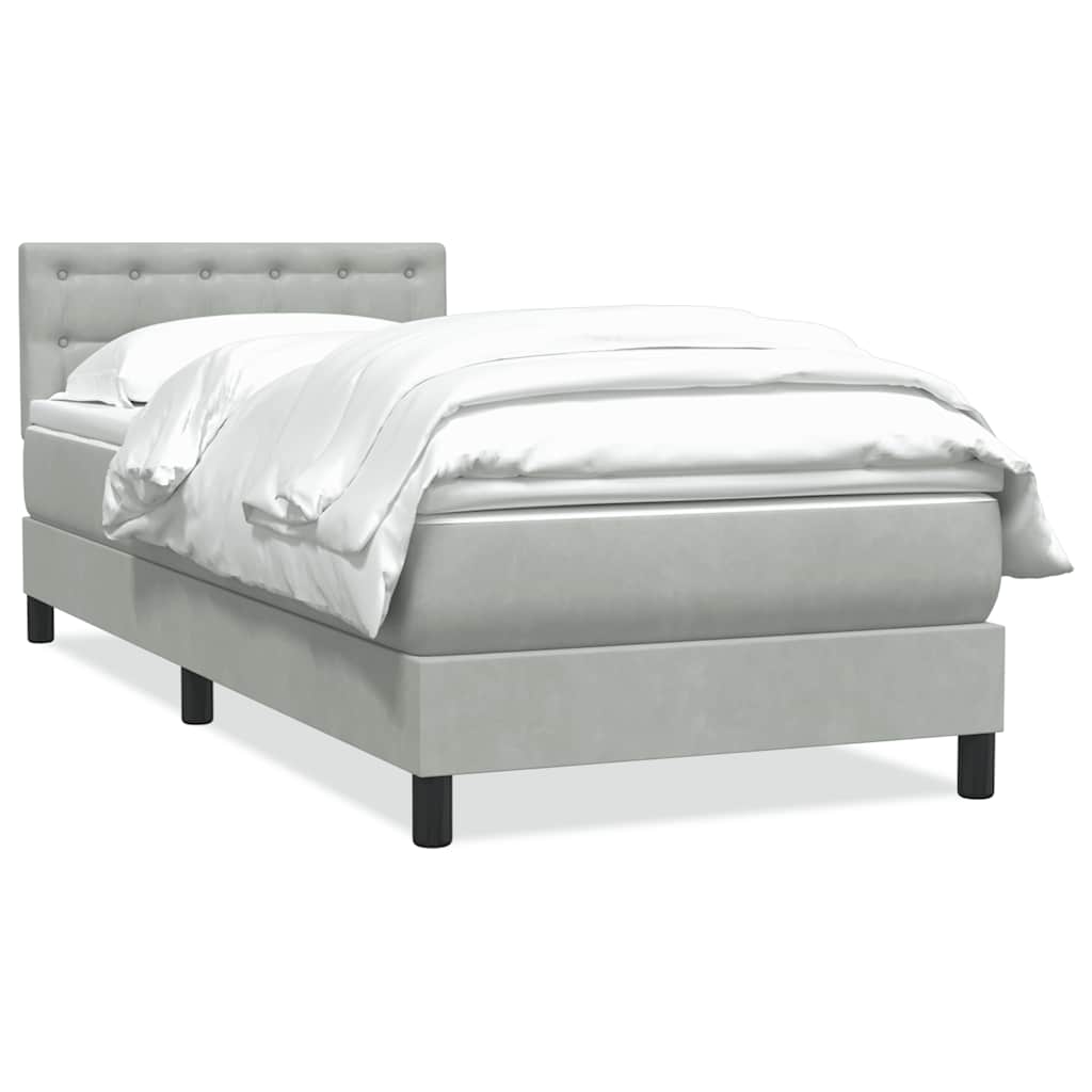 Giroletto a Molle con Materasso Grigio Chiaro 80x210 cm Velluto