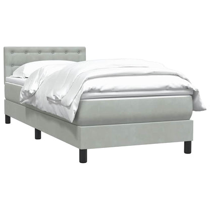 Giroletto a Molle con Materasso Grigio Chiaro 80x210 cm Velluto