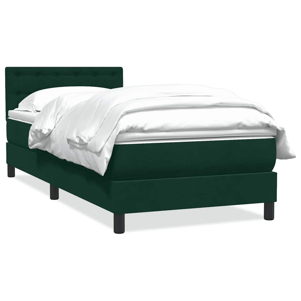 Giroletto a Molle con Materasso Verde Scuro 90x210 cm Velluto